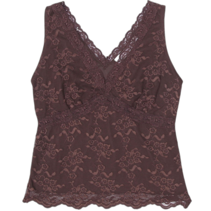 Y2K Ladies Worthington Camisole Brown Lace Stretchable Size M