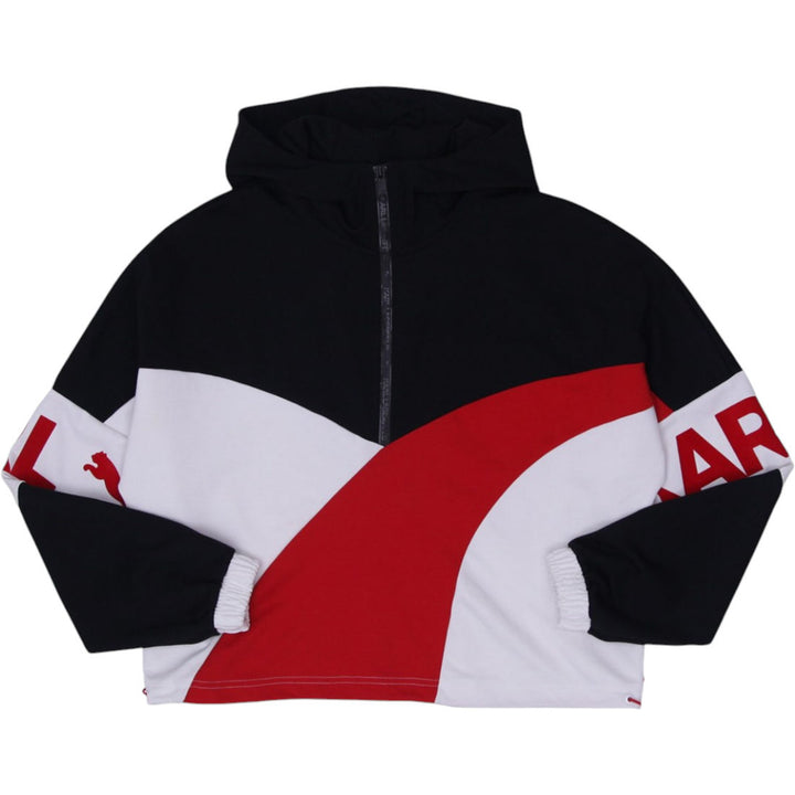Ladies Puma Karl Lagerfeld Crop Quarter Zip Pullover Hoodie