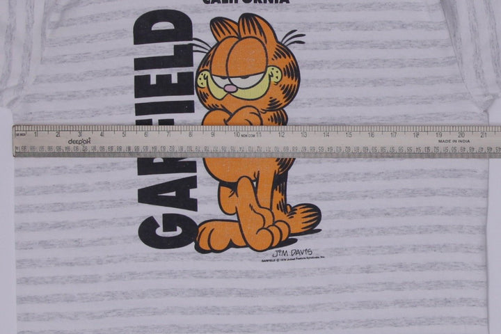 Vintage Mens Velva Sheen Garfield Striped Graphic T-Shirt Size L