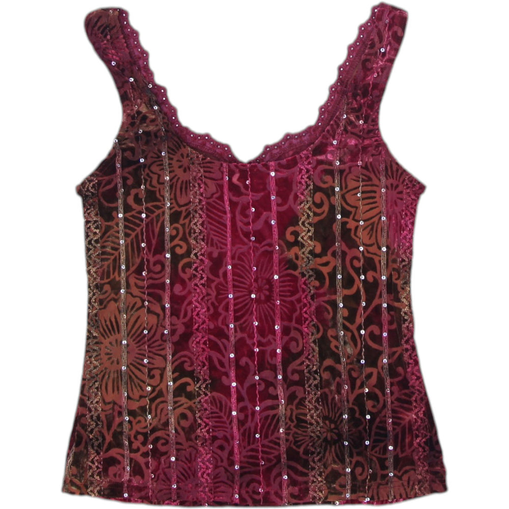 Y2K Ladies Arianne Velvet  Tank Top Multi Color Size XS | Migration_Y2K Tops - Side View | Fashion Rerun