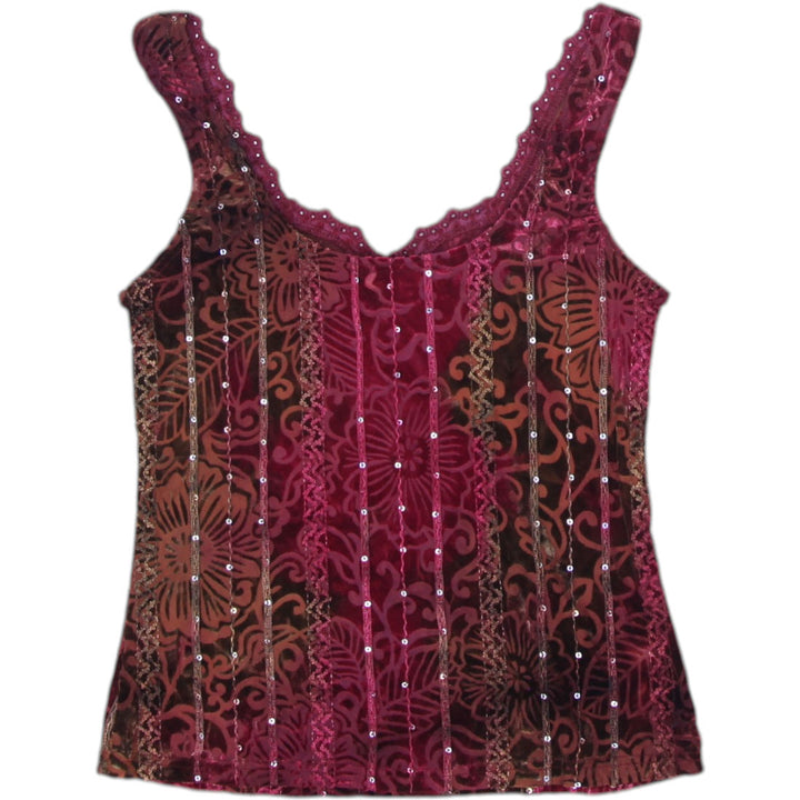 Y2K Ladies Arianne Velvet  Tank Top Multi Color Size XS | Migration_Y2K Tops - Side View | Fashion Rerun