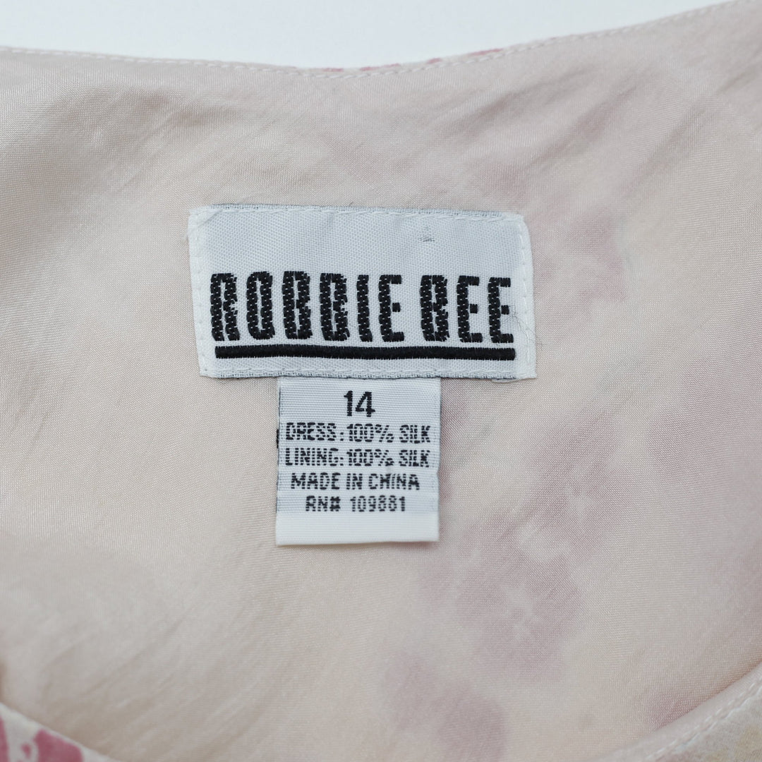 Vintage Ladies Robbie Bee 100% Pure Silk Chiffon Layered Midi Dress Size 14
