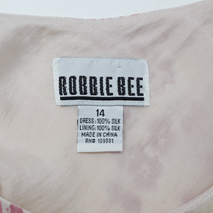 Vintage Ladies Robbie Bee 100% Pure Silk Chiffon Layered Midi Dress Size 14