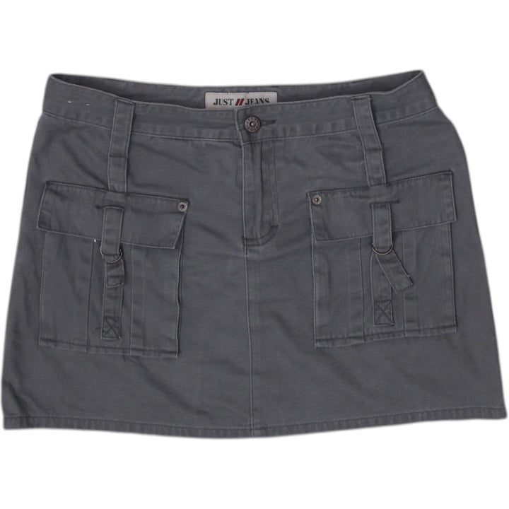 Y2K Ladies Just Jeans Gray Cargo Pockets Mini Skirt Size 10 | Migration_Skirts | Fashion Rerun