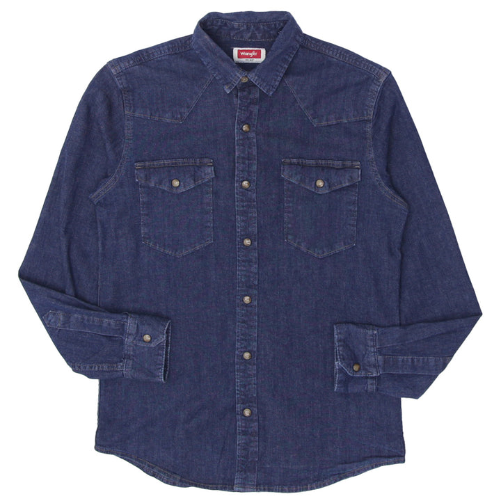 Mens Wrangler Pearl Button Denim Long Sleeve Shirt