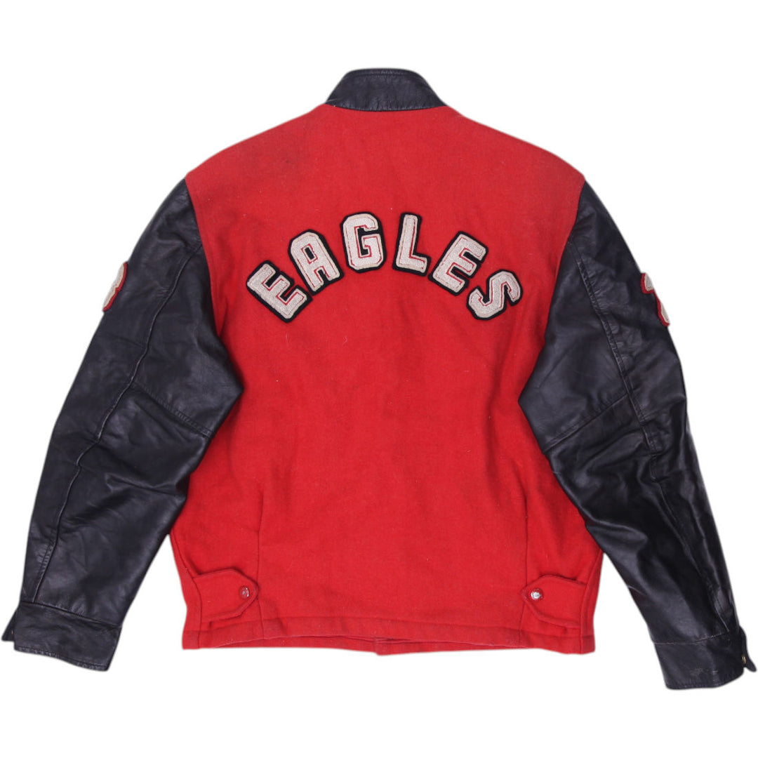 Vintage Grimsby Eagles Leather Varsity Jacket Made in Canada Size XL | Migration_Jackets MJ DROP - Side View | Fashion Rerun
