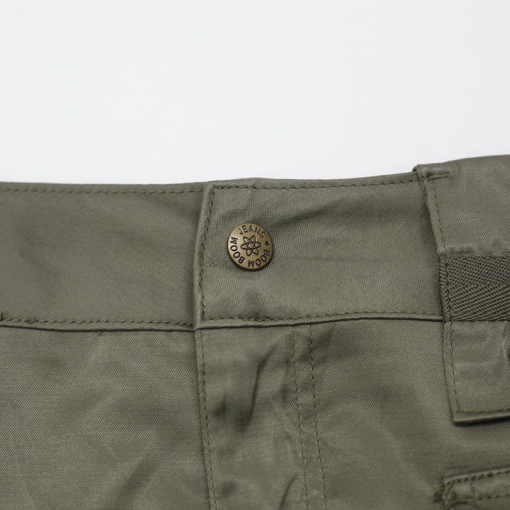 Y2K Ladies Boom Boom Utility Ruched Cargo Olive Midi Skirt Size M