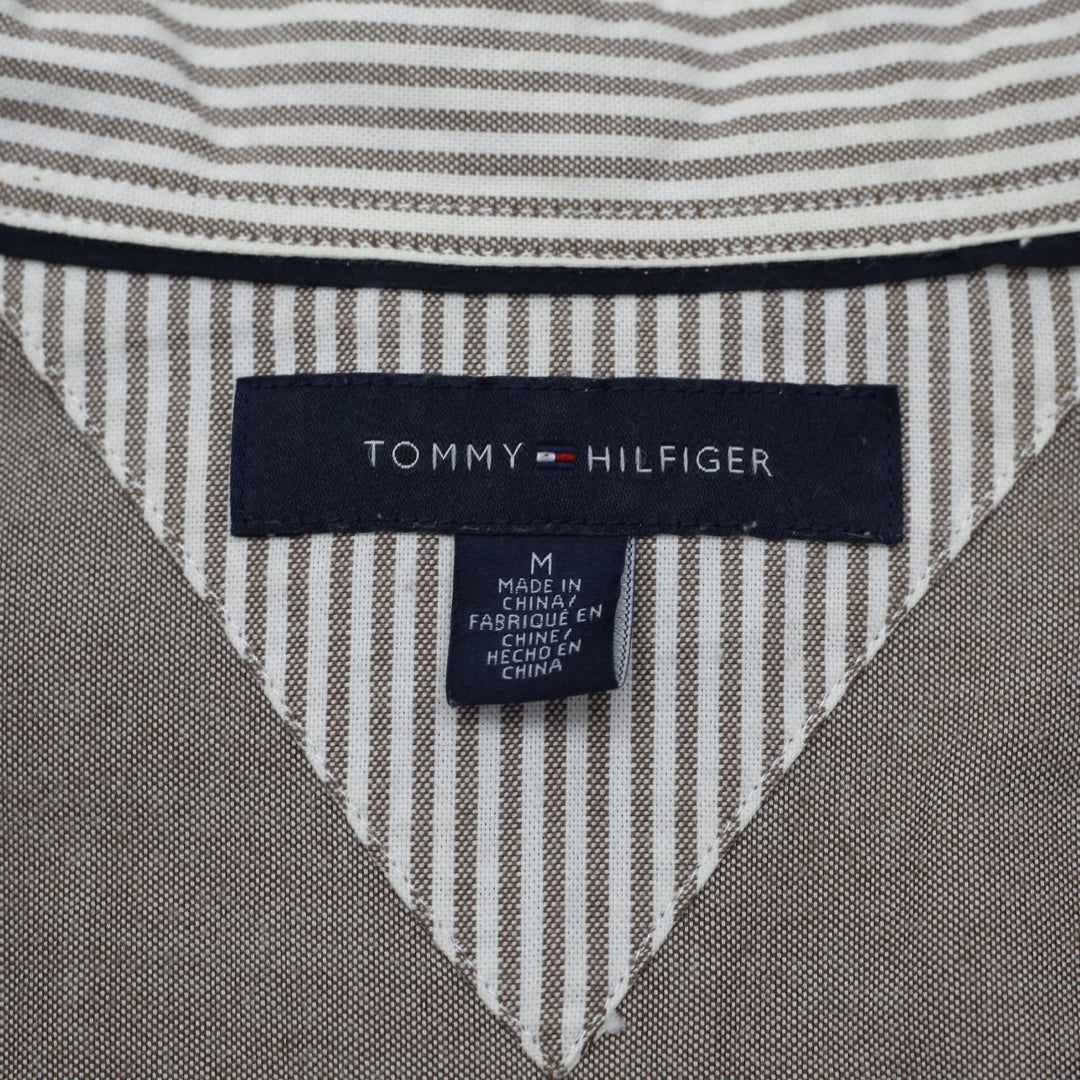 Mens Tommy Hilfiger Long Sleeve Shirt Gray Button Up Cotton Classic