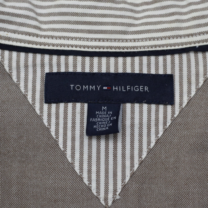 Mens Tommy Hilfiger Long Sleeve Shirt Gray Button Up Cotton Classic