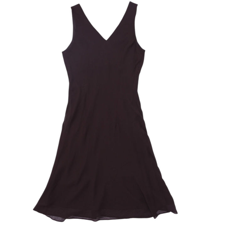 Y2K Ladies Lori Ann V-Neck Dress Black Flared Elegant