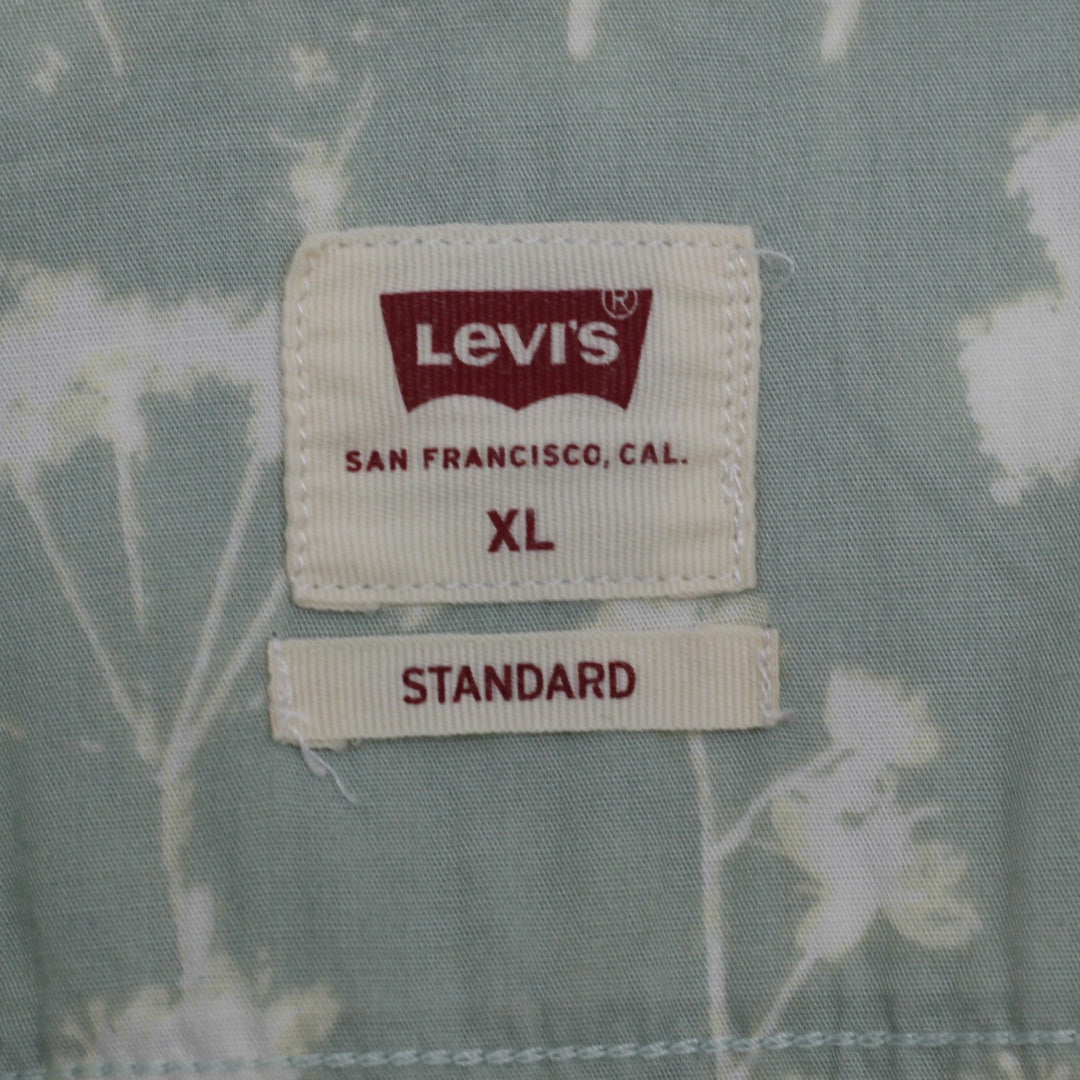 Mens Levi's Mint Green Floral Short Sleeve Button-Up Shirt Size XL