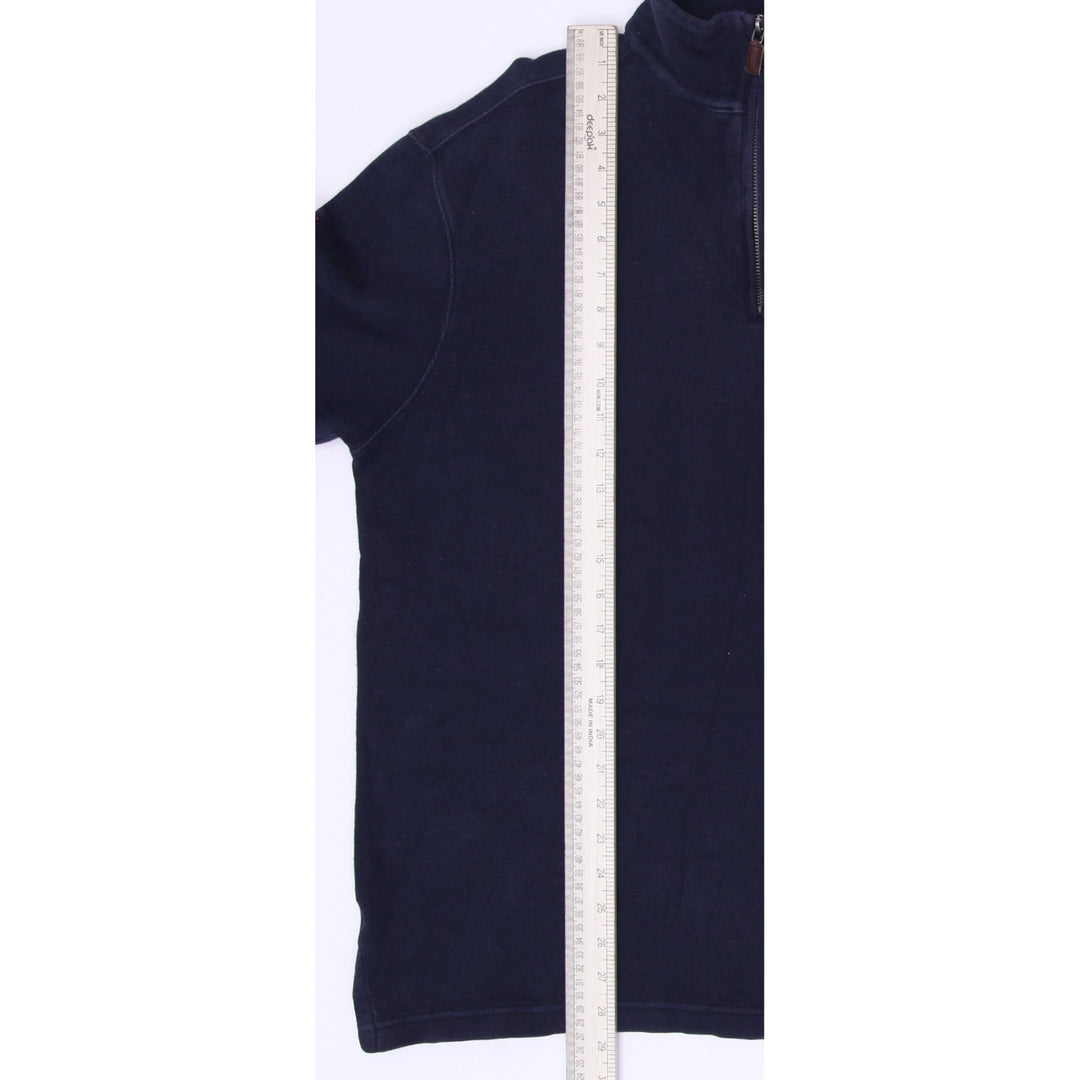 Mens Polo Ralph Lauren Quarter Zip Navy Blue Sweater Cotton Size L