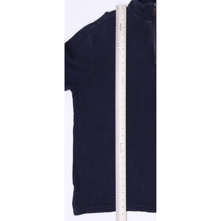 Mens Polo Ralph Lauren Quarter Zip Navy Blue Sweater Cotton Size L