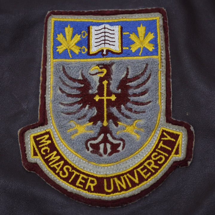 Vintage McMaster University Full Leather Varsity Jacket Size 46