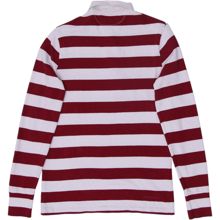 Mens Polo Ralph Lauren Rugby T-Shirt Red Striped Logo Patch