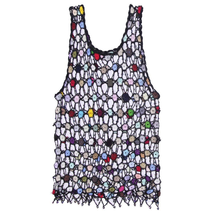 Y2K Ladies Crochet Tank Top Multicolor Handmade Sleeveless Boho Size S | Migration_Y2K Tops | Fashion Rerun
