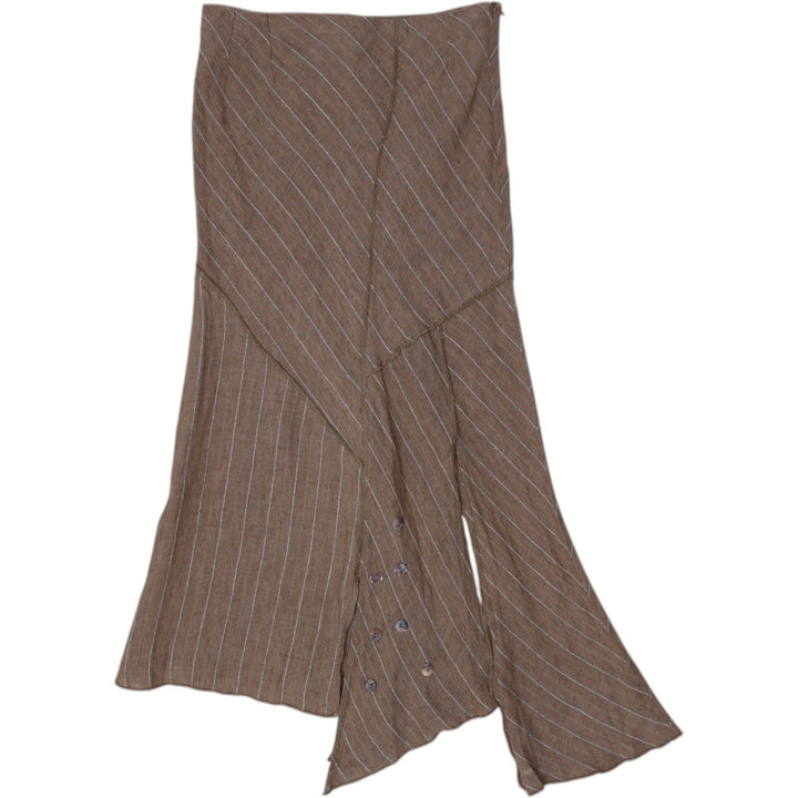 Y2K Ladies Brown Asymmetrical Striped Skirt Size XS | Migration_Skirts | Fashion Rerun