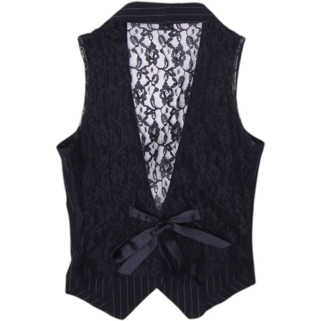 Y2K Wet Seal Lace Pinstripe Vest Size S | Migration_Y2K Tops - Side View | Fashion Rerun