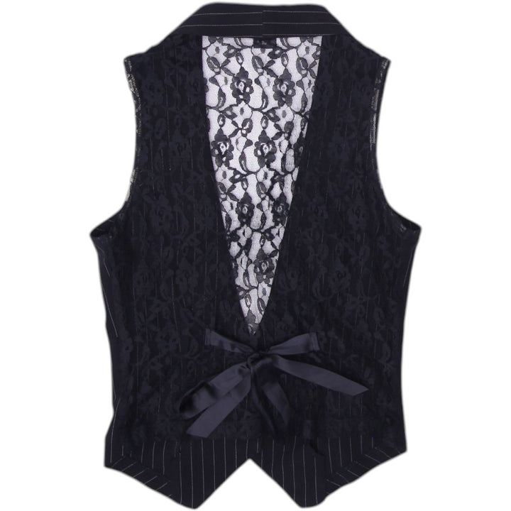 Y2K Wet Seal Lace Pinstripe Vest Size S | Migration_Y2K Tops - Side View | Fashion Rerun