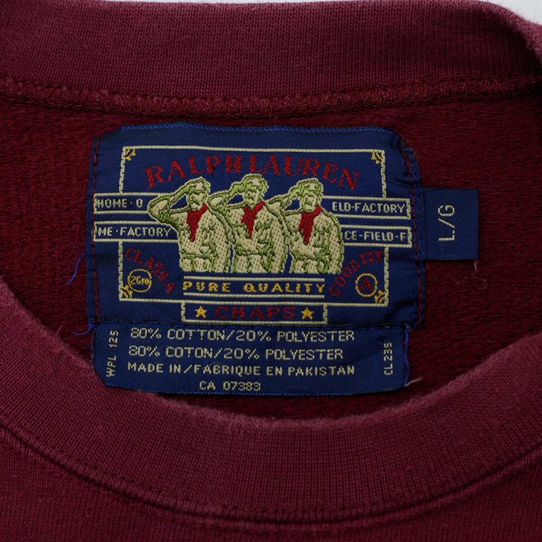 Vintage Mens Ralph Lauren Chaps Sweatshirt Maroon Embroidered Crest