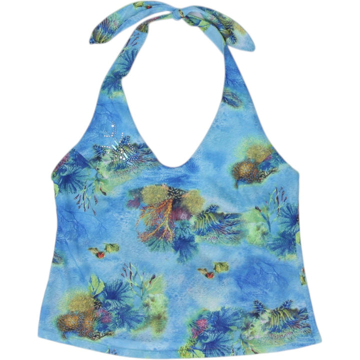 Y2K Ladies Halter Sleeveless Crop Top Size M | Migration_Y2K Tops | Fashion Rerun