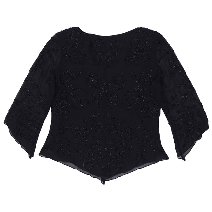 Y2K Ladies JMD New York Beaded 3/4 Sleeve Top