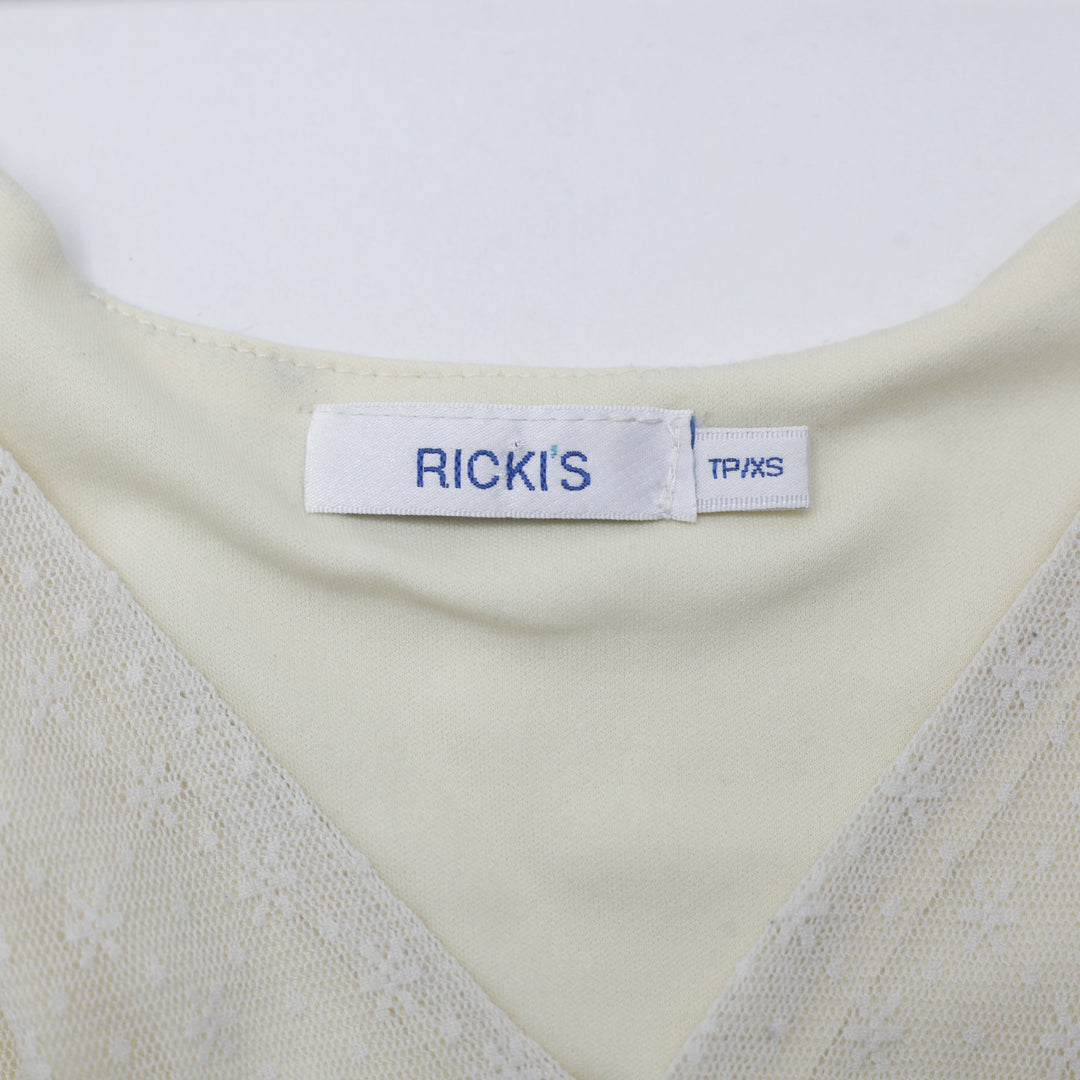 Y2K Ladies Ricki's Lace Camisole Tank Top Cream Ruched Fairycore Size XS