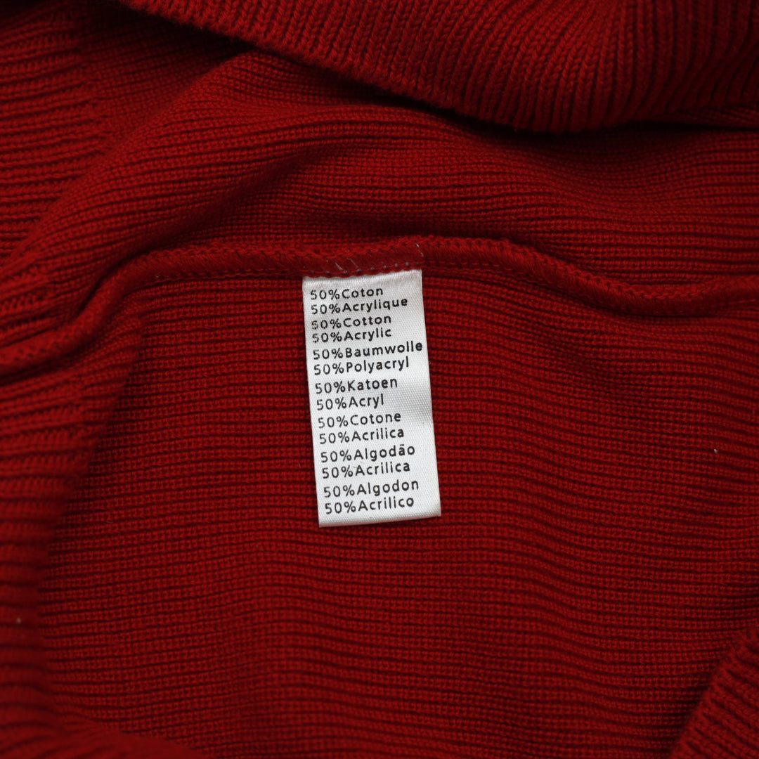 Mens Lacoste Crewneck Knit Sweater Red Embroidered Crocodile Logo