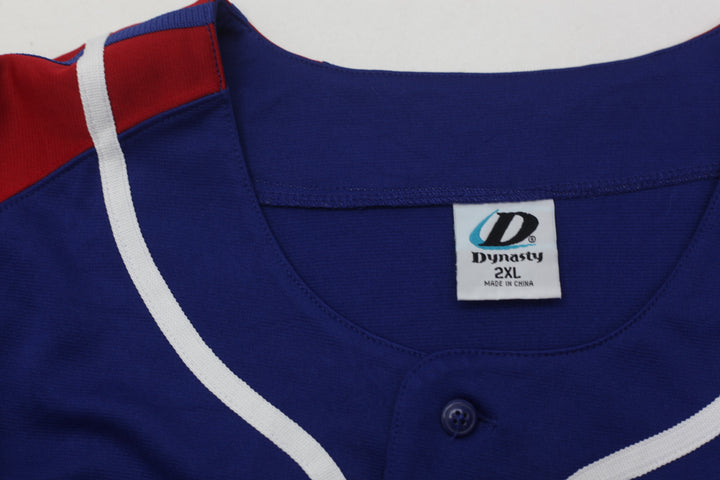 Mens Chicago Cubs Baseball Jersey Blue Red Button Down Dynasty Series