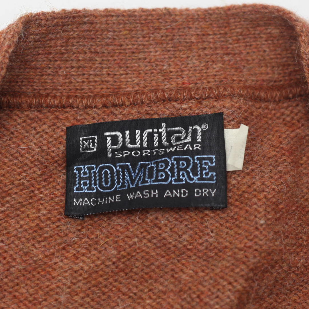 Vintage Puritan Hombre Button-Up Knit Cardigan - Rust Brown - Men's Size XL - Fashion Rerun Vintage Migration_Sweaters