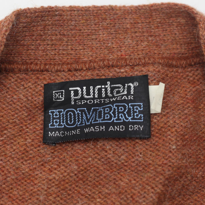 Vintage Puritan Hombre Button-Up Knit Cardigan - Rust Brown - Men's Size XL - Fashion Rerun Vintage Migration_Sweaters