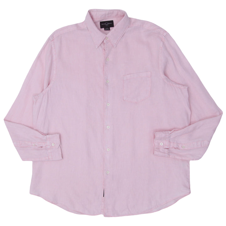 Mens Black  Brown Long Sleeve Linen Shirt - Fashion Rerun Vintage Migration_Shirt