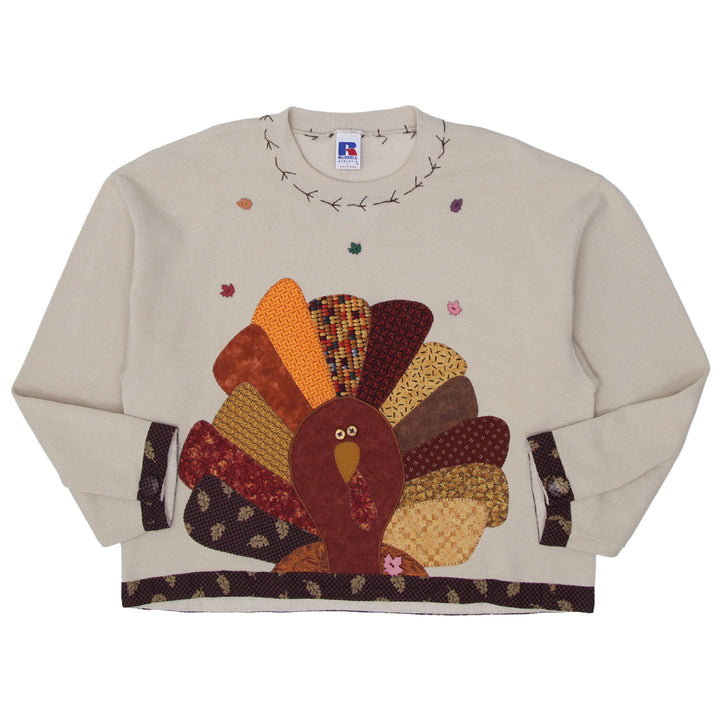 Rework Turkey Handmade Applique Sweatshirt Size L - Fashion Rerun Vintage Migration_Tops