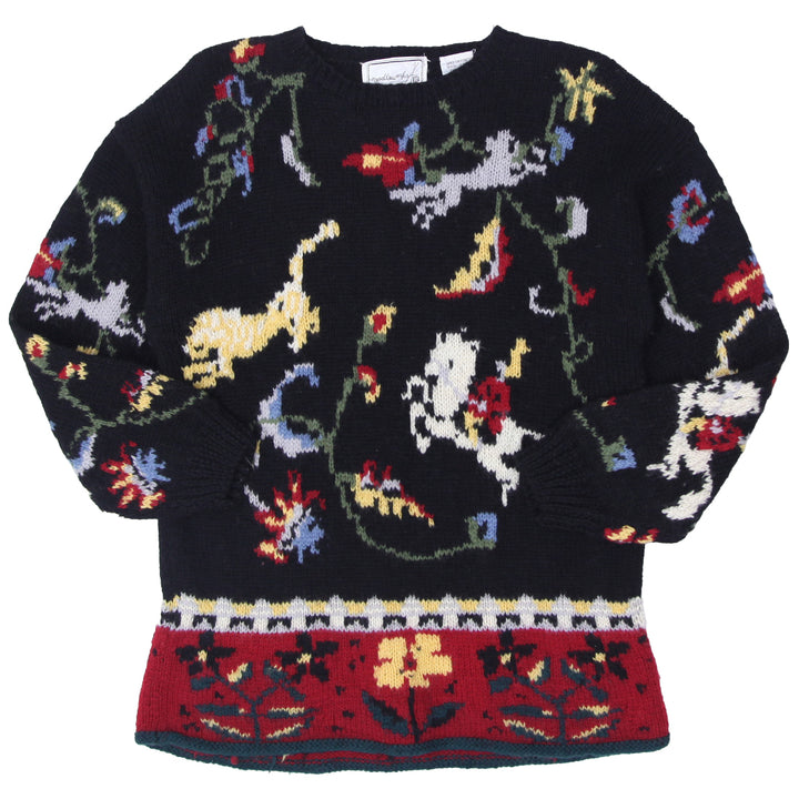 Vintage Needle Works Hand Knitted Floral Sweater Ladies - Fashion Rerun Vintage Migration_Sweaters