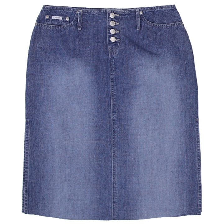Y2K Ladies Carolina Blues Side Slit Denim Midi Skirt - Fashion Rerun Vintage Migration_Skirt