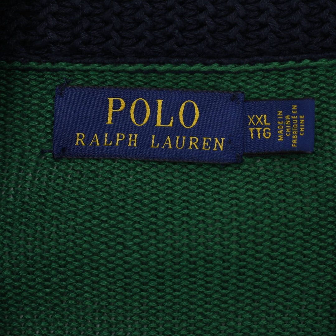 Mens Polo Ralph Lauren Letterman Patches Button Cardigan Shawl Collar Sweater