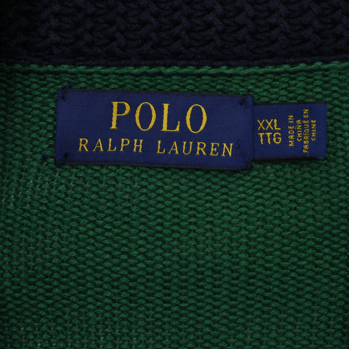 Mens Polo Ralph Lauren Letterman Patches Button Cardigan Shawl Collar Sweater