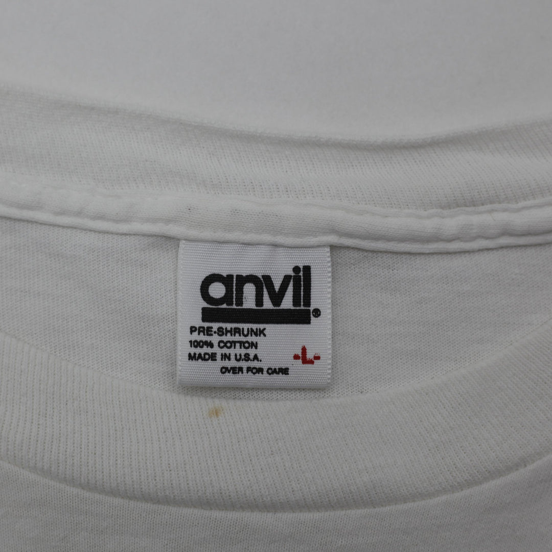 Vintage Mens Anvil T-Shirt White Insect Graphic Cotton