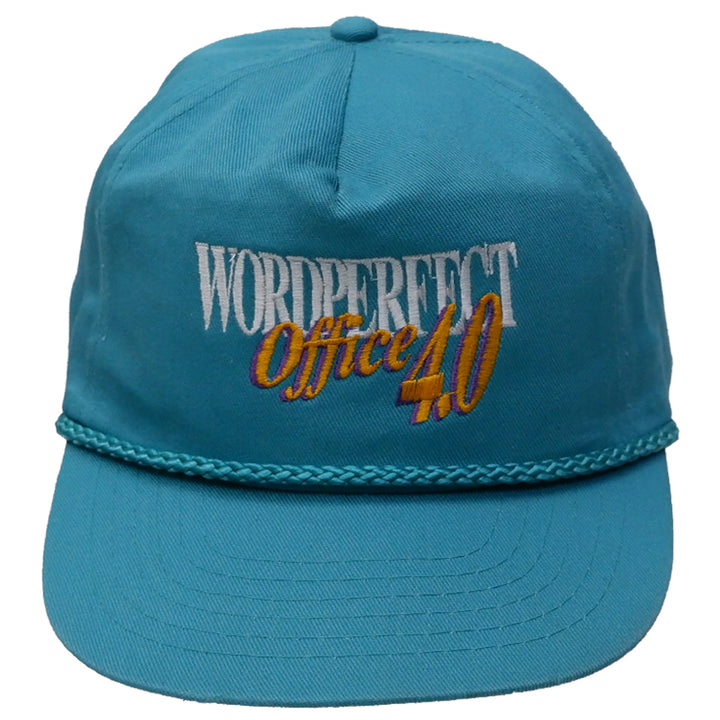 Mens WordPerfect Office 4.0 Green Turquoise Snapback Trucker Cap Embroidered
