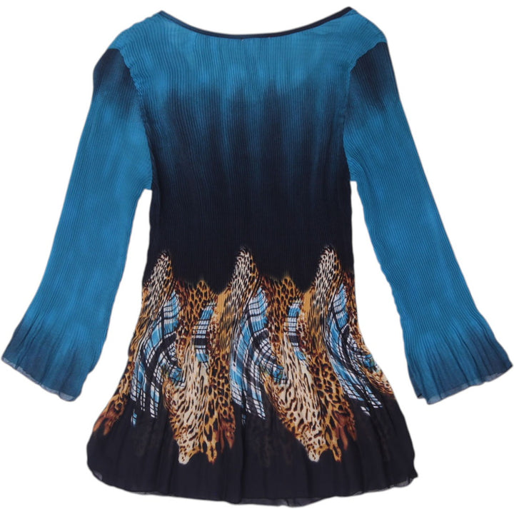 Y2K Ladies Nicola Beaded Neckline Plissé Tunic Top Size S
