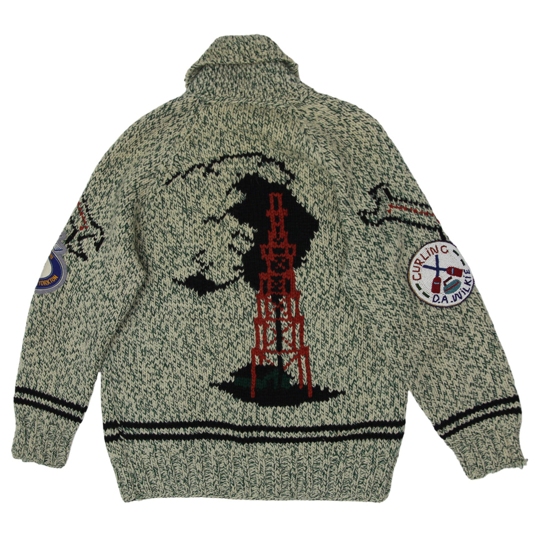 Vintage Curling Club Full Zip Knitted Sweater