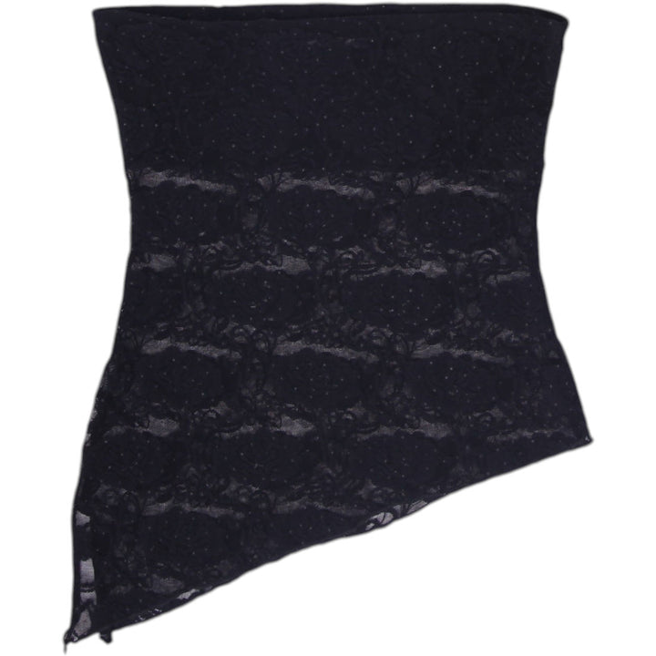 Y2K Ladies Young Woman by Pimkie Y2K Black Lace Asymmetrical Tube Top
