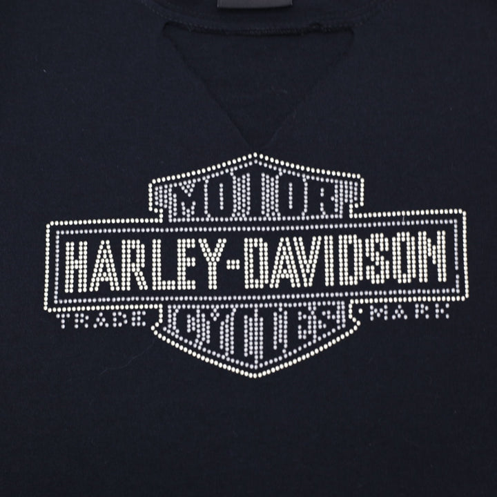 Ladies Harley Davidson T-Shirt Black Rhinestone Graphic Logo