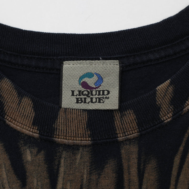 Vintage 1990s Liquid Blue Skull Pile All Over Print T-Shirt