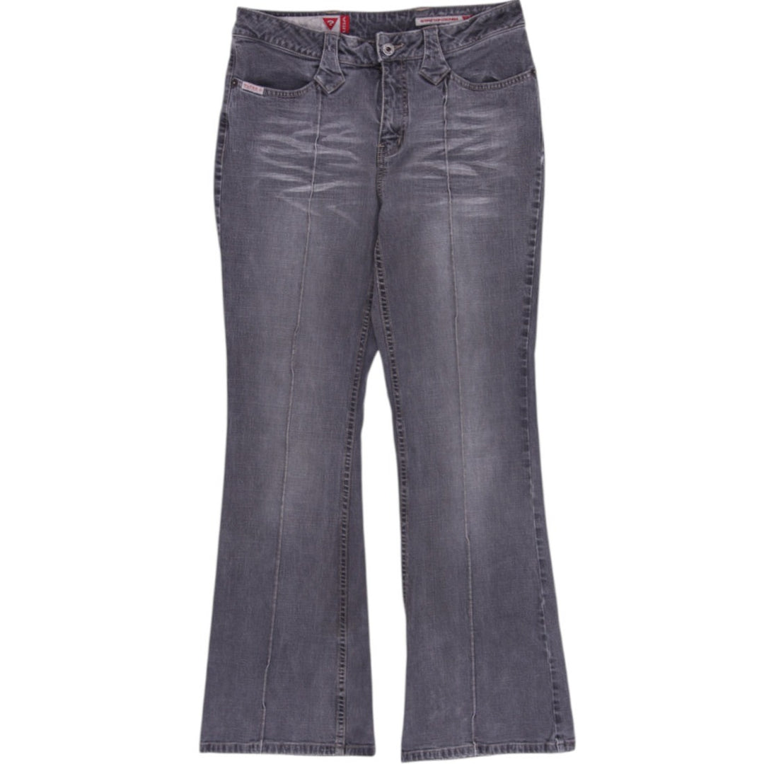 Y2K Ladies GUESS Jeans Front Seam Flared Denim Jeans Size 32