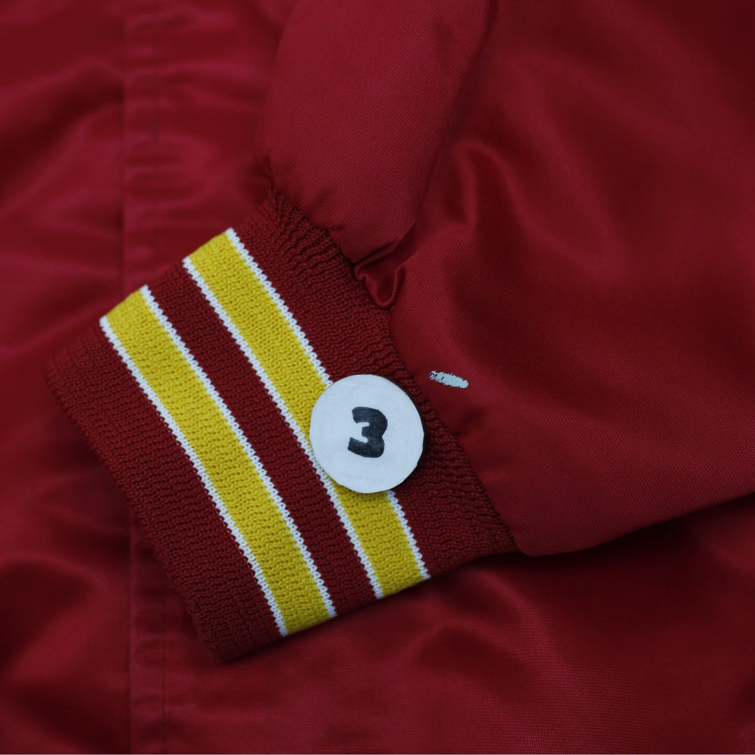 Vintage 90s Kansas City Chiefs Chalk Line Satin Bomber Jacket Made in USA Size M | Migration_Jackets - View 7 | Fashion Rerun