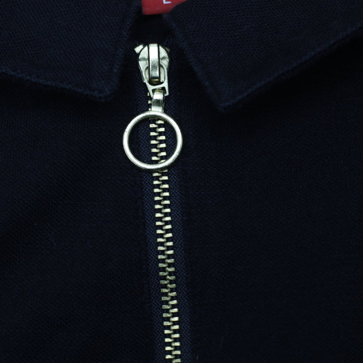 Y2K Ladies Guess Black Quarter-Zip Ring Pull Embroidered Polo T-Shirt Size L