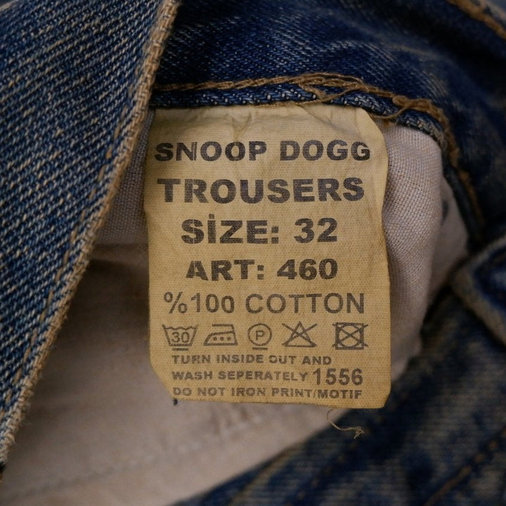 Y2K Mens Snoop Dogg Jeans Washed Blue Straight Fit Denim