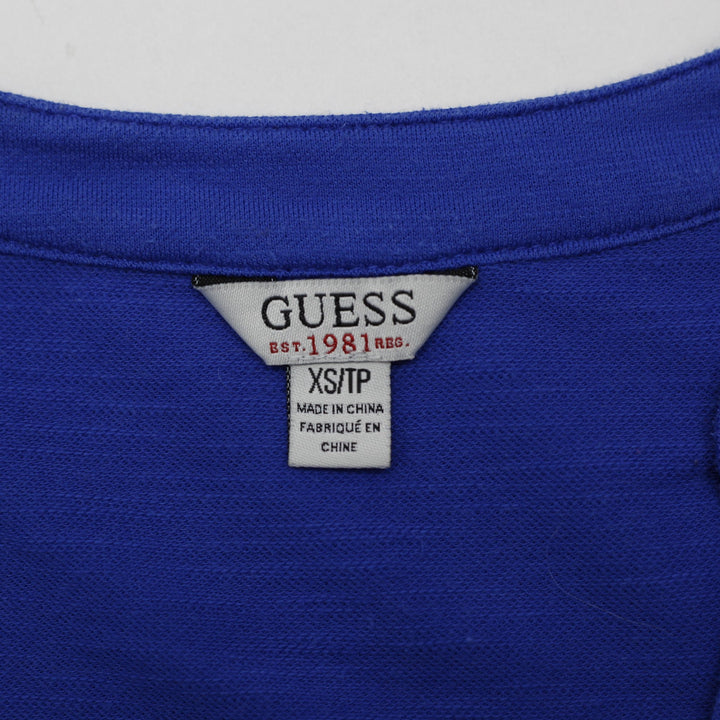 Y2K Ladies Guess Split V-Neck Pocket Tee Size XS