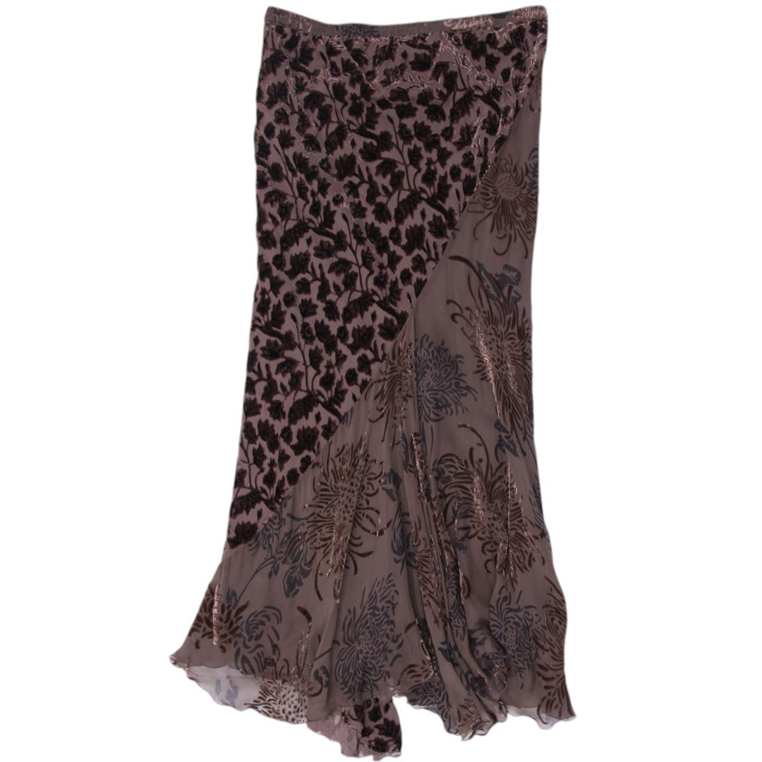 Y2K Ladies Floral Velvet Panel Long Skirt Size 14 | Migration_Skirts | Fashion Rerun
